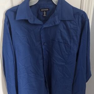 George Men's Blue Button Down Dress Shirt
